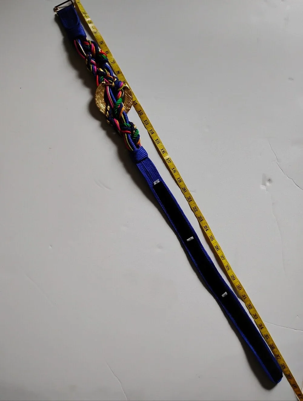 1980's Braided Mixed Media Belt Purple Gold Colorful Adjustable Sizes